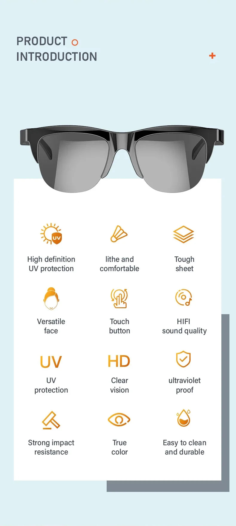 Smart Bluetooth V5.3 Sunglasses with HIFI Headphones – Outdoor Sports UV Glasses for Men & Women