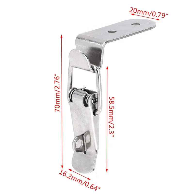Stainless Steel 304 Locking Latch - Metal Toggle Catch Clasp with Loaded Hinges for Toolbox, Box & Furniture Hardware Accessories