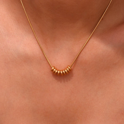La.Muses Gold & Silver Beans Pendant Necklace – Premium Stainless Steel Fashion Jewelry for Women, Trendy 2024 Design