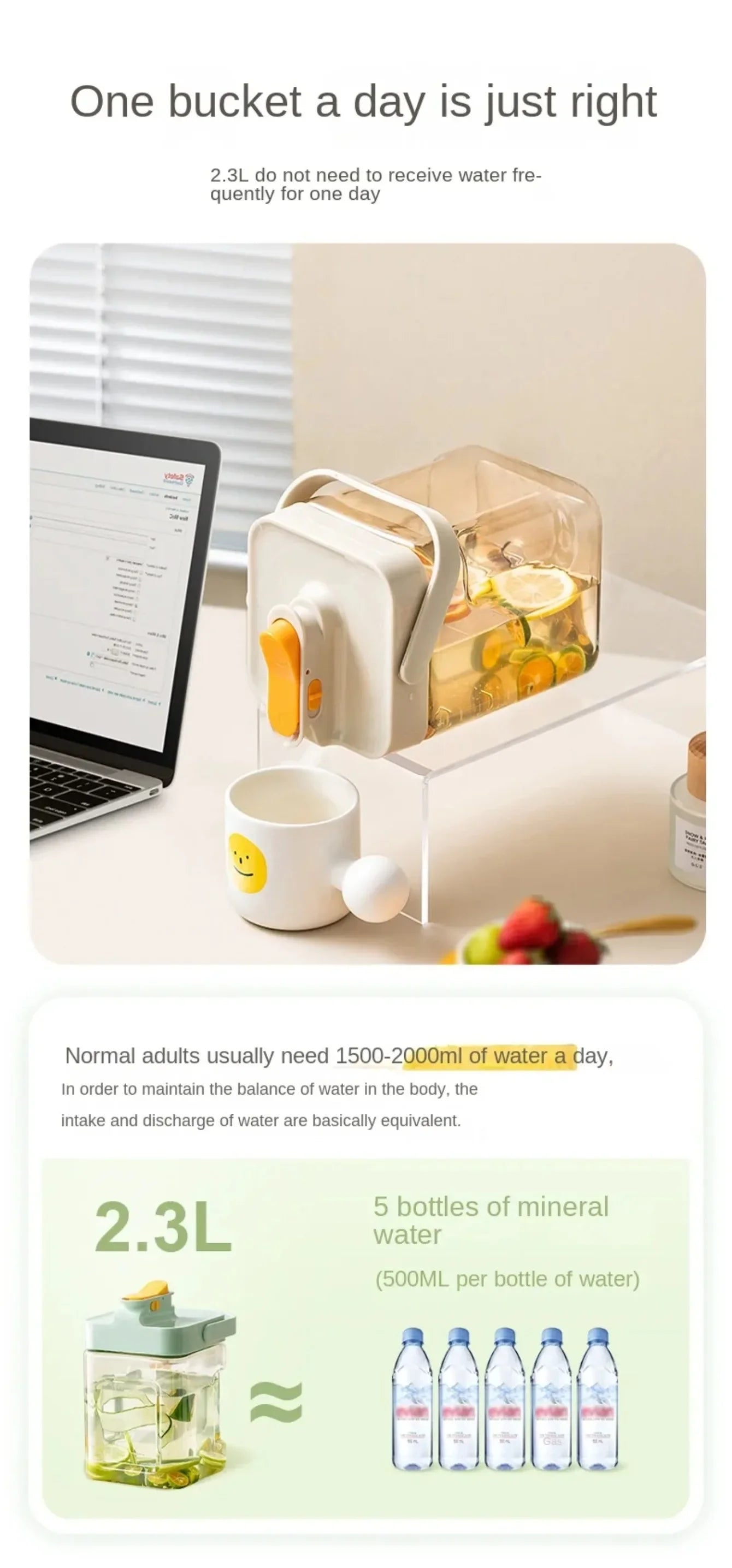 3.5L Refrigerator Water Kettle – Large Iced Beverage Dispenser with Faucet for Fruit Tea & Cold Drinks