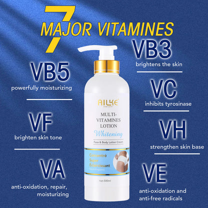 AILKE Multi-Vitamin Moisturizer – Body Lotion for Radiance, Whitening & Hydration