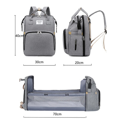 Foldable Bed Diaper Bag with Changing Station - Insulated Pocket, Large Capacity, Multifunctional Double Shoulder Mommy Bag