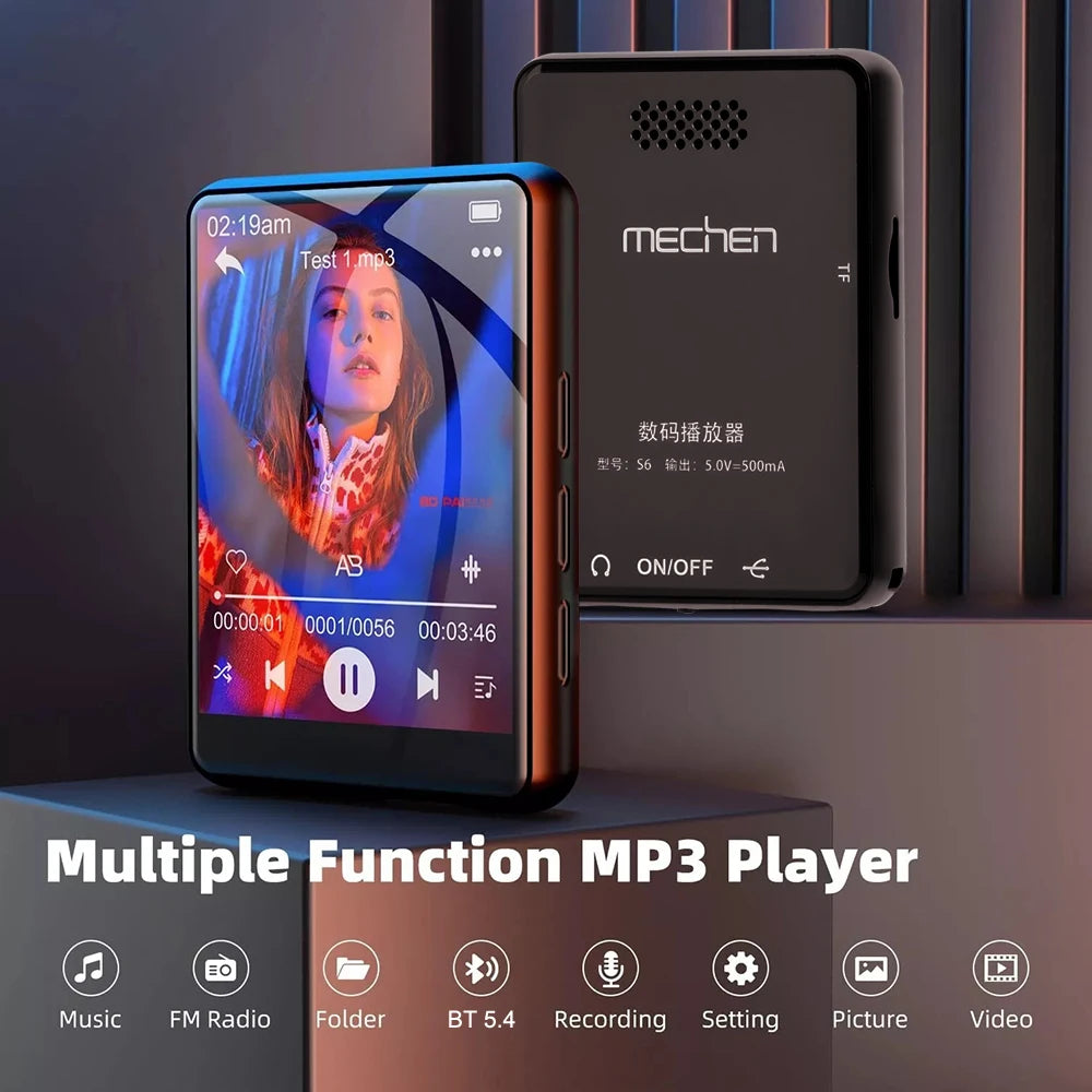 32GB MP3 Player with 2.4" Touch Screen & Bluetooth 5.4 – HiFi Music Player with Speaker, Recorder, Ebook & Photo Viewer