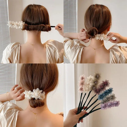 Shell Pearl Bow Hair Barrettes - Elegant Vintage Flower Hair Curler & Styling Accessory