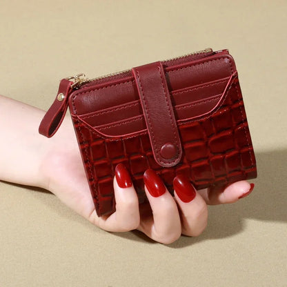 Elegant Women’s Multi-Card Wallet – PU Leather Double Zip Clutch Purse with Crocodile Pattern Storage Bag