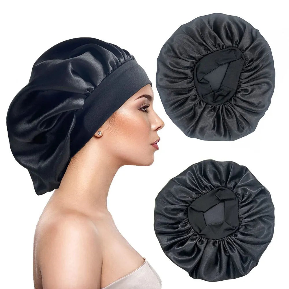 Satin Night Hair Cap : Premium Solid Sleep Care Bonnet for Women - Unisex Nightcap