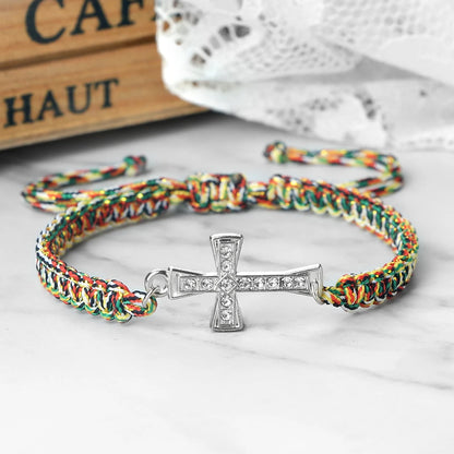 Red Crystal Cross Bracelet - Jesus Prayer Meditation Braided Healing Jewelry Gift for Couples
