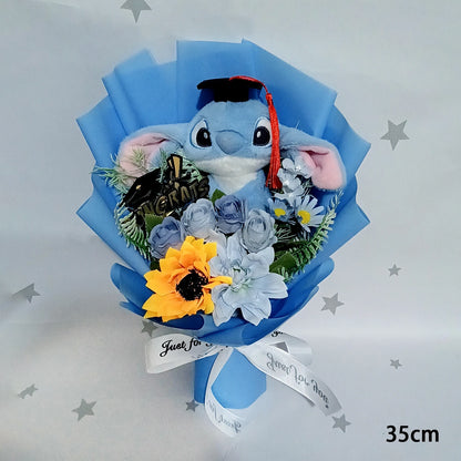 Lilo & Stitch Bouquet PVC Anime Stuffed Doll – Rose & Sunflower Gift for Birthday, Valentine’s & Christmas Day
