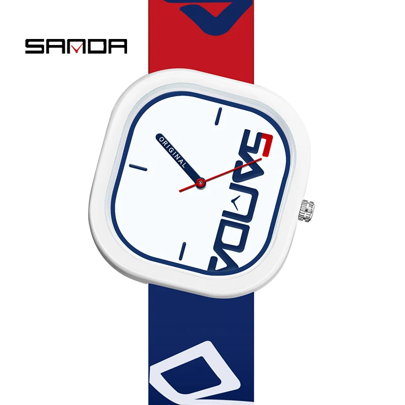SANDA Men’s Quartz Sports Watch - Waterproof Silicone Strap with Simple Luxury Casual Design