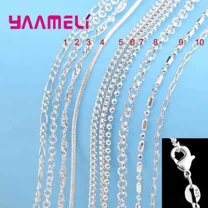 925 Sterling Silver Link Chain Necklace – 100% Authentic Genuine Jewelry with Lobster Clasp for Men & Women, 16–30 Inch, 10 Designs