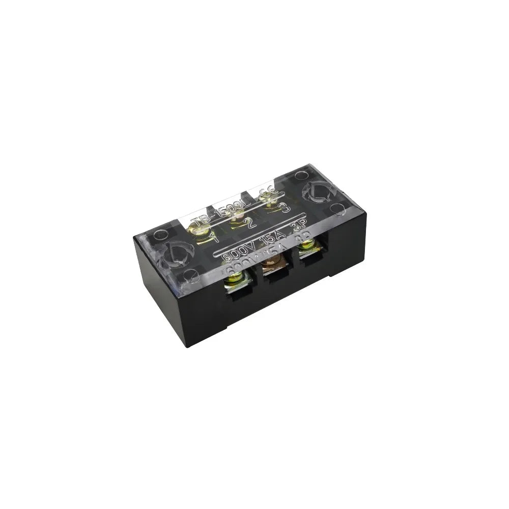 Dual Row Barrier Screw Terminal Block Strip — 600V 15A Wire Connector, 3-20 Position Options