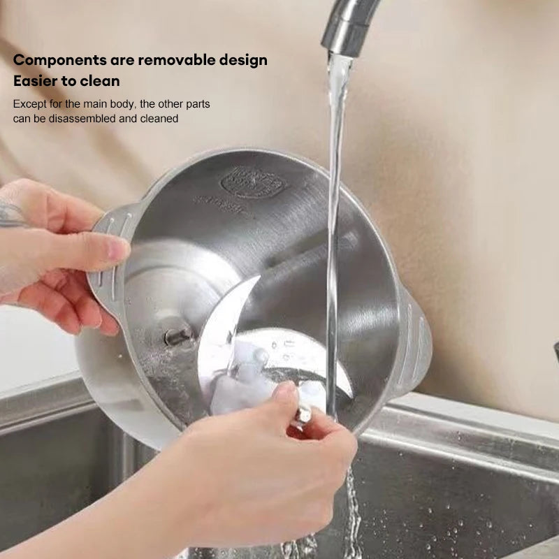 Electric Meat Mincer Grinder, Stainless Steel 5L Chopper, Food Processor, Garlic Mud Maker, Large Capacity Kitchen Blender