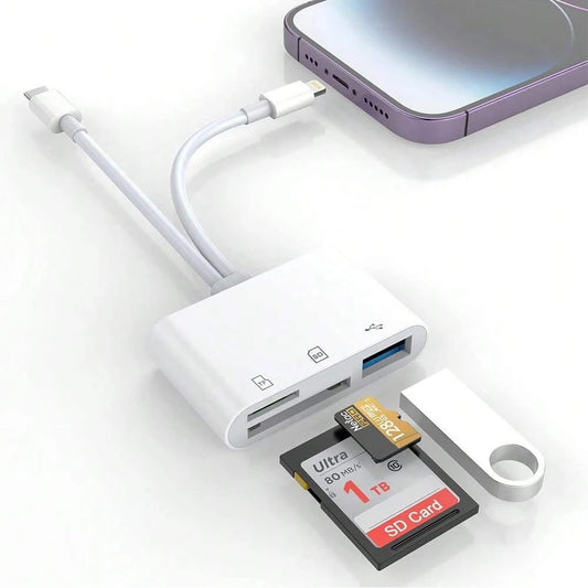 5-in-1 SD Card Reader – Lightning & Type-C to USB 3.0/SD/TF Adapter for iPhone, iPad, MacBook & Android
