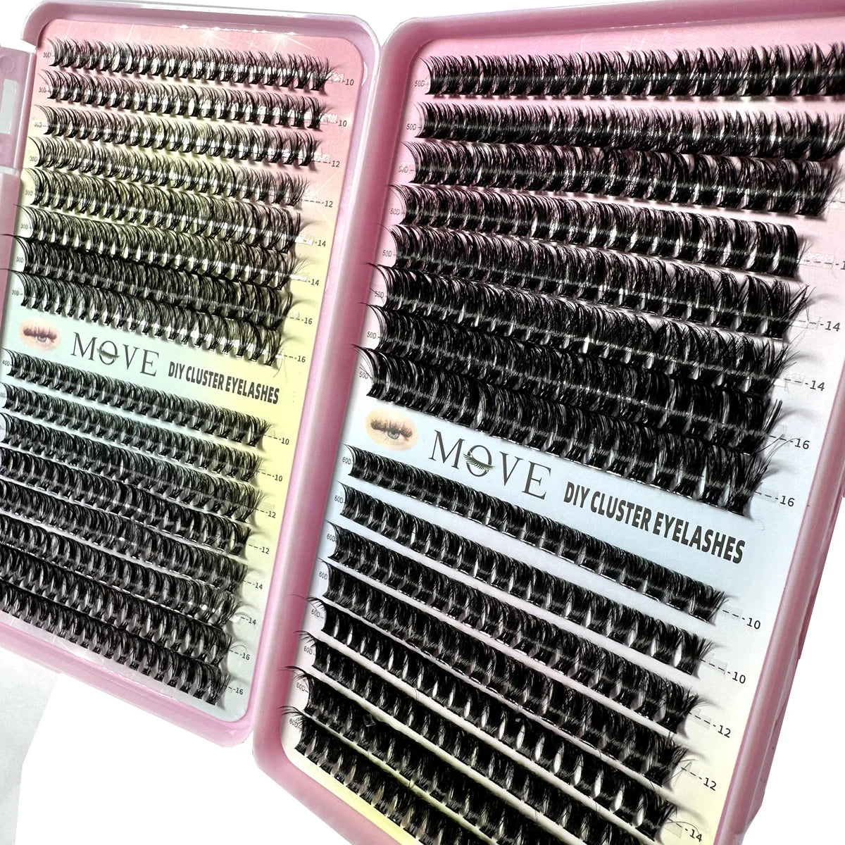 640 Cluster Lashes Kit 5D Fluffy Volume Eyelash Extension Set – Faux Mink Mixed Tray Thick Lash Makeup Kit for Salon & DIY Use