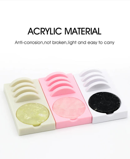 Reusable 2 in 1 Acrylic False Lashes Stand Pad & Glue Holder – Eyelash Grafting Assistor Tool