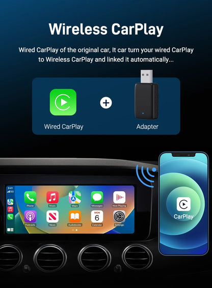 2025 Wired to Wireless CarPlay 2 in 1 Mini Adapter – Android Auto Smart Box, Plug & Play, OTA Update, Universal Compatibility