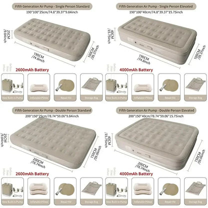 New Inflatable Air Mattress – Built-in Pump Self-Inflating Double Sleeping Pad for Camping or Indoor Use
