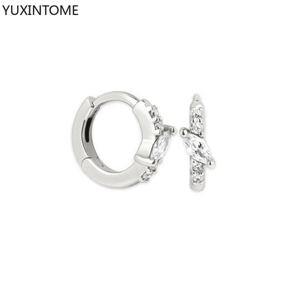 925 Sterling Silver White Zircon Hoop Earrings for Women – Fashion Geometric Crystal Silver Earrings Fine Jewelry Elegant Daily Wear Jewelry