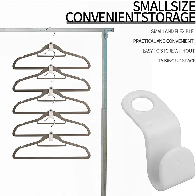 Space-Saving Mini Clothes Hanger Connectors - Set of 5~50 Plastic Wardrobe Coat Hooks for Closet Organization
