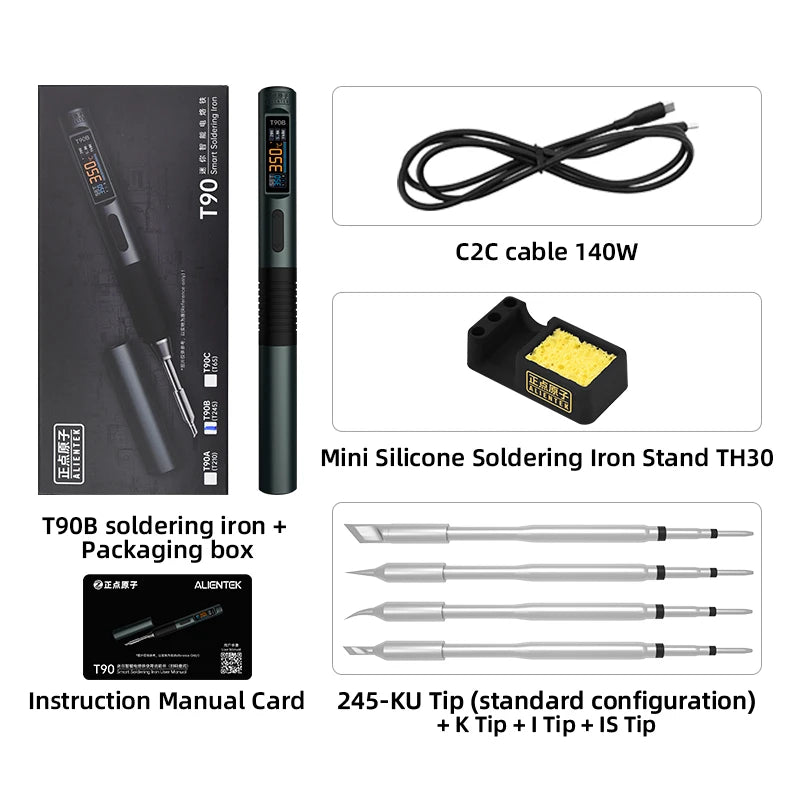 ALIENTEK T90 Soldering Iron – 140W High-Precision Temperature Control 80-450℃ Professional Repair Tool