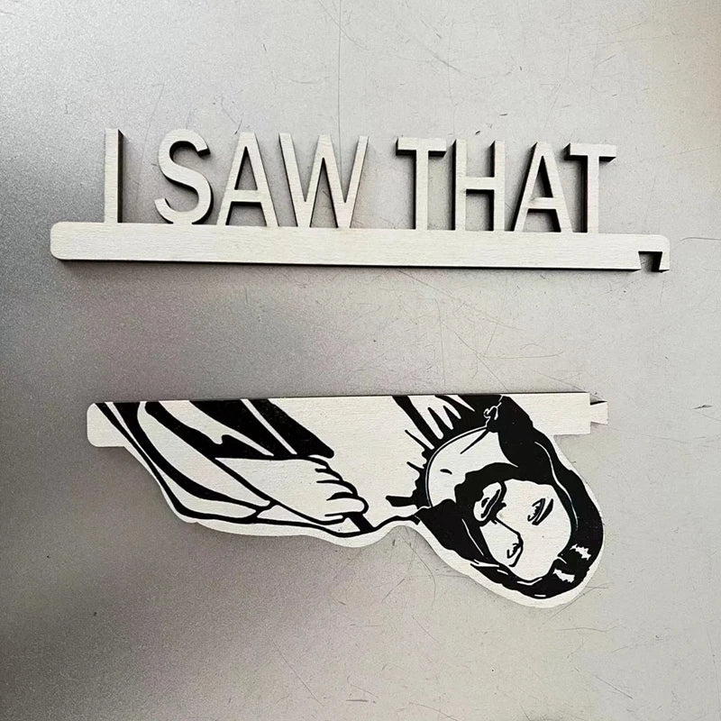 Creative Jesus Door Hanger: Funny Home Decor Sign - 'Jesus I Saw That' Over-the-Door Wooden Sign