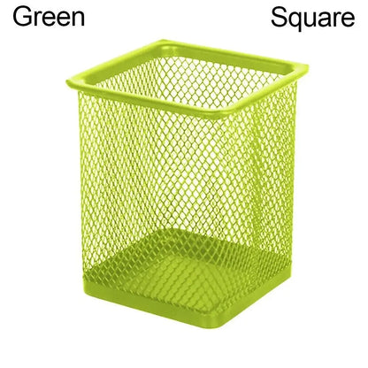 Multifunction Mesh Pen Holder - Round or Square Desk Organizer for Pens, Pencils & Stationery