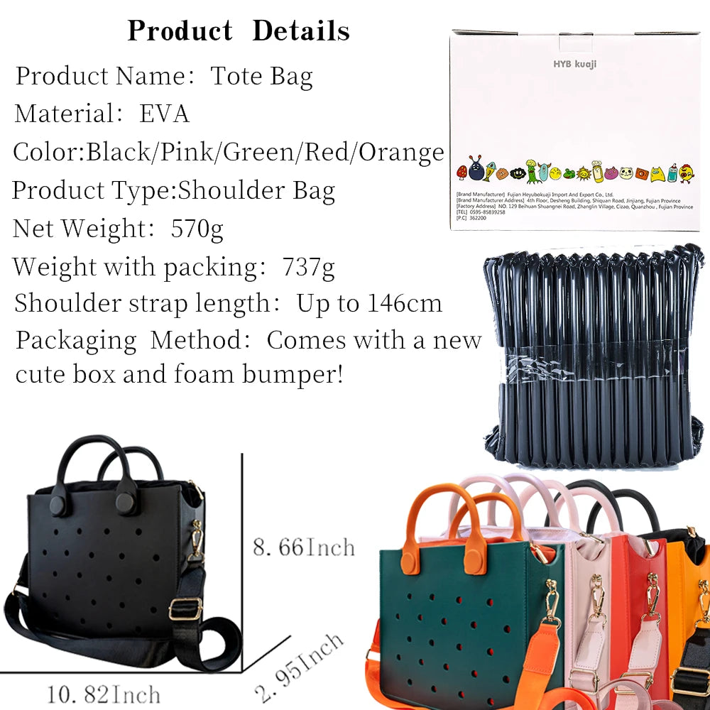 EVA Large Leather Shoulder Bag – Waterproof Casual Tote for Women, Beach Bag & Fashion Storage Handbag