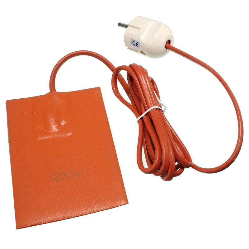 Efficient 220V Car Engine Oil Pan Heater Pad - 250W Silicone Heating Pad with EU Plug for Oil Tank Protection (9x13cm)