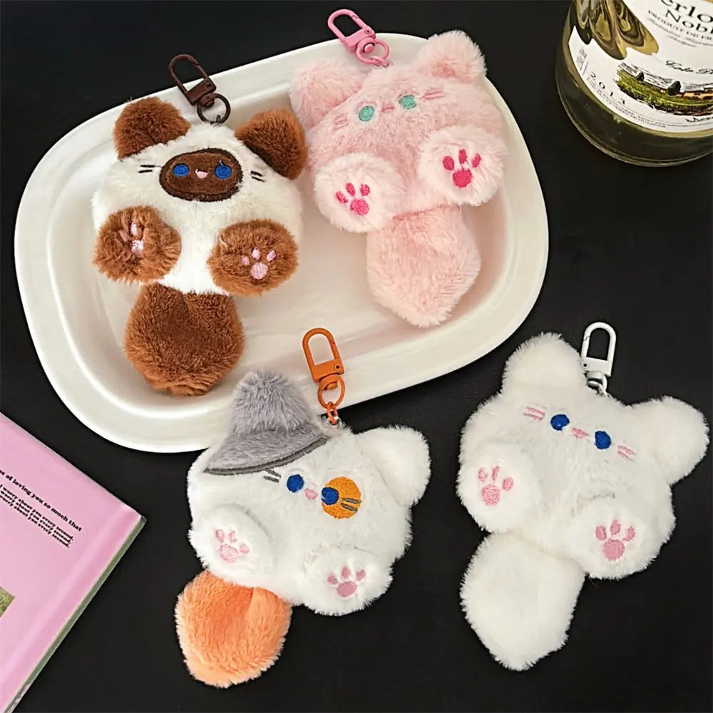 Cute Plush Cat Doll Keychain Pendant – Soft Backpack & Bag Charm Decorative Couple Gift Accessory for Girls