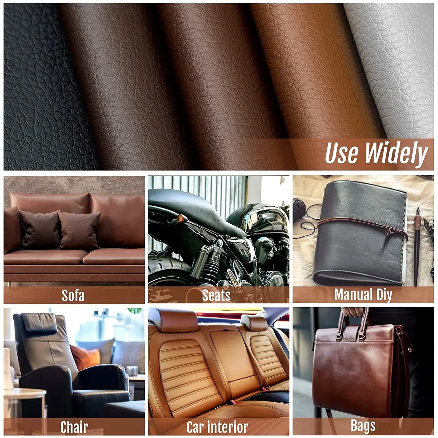 100x137cm Black Self-Adhesive Leather Repair Tape – DIY Sticky Patch for Sofa & Leather Repairs