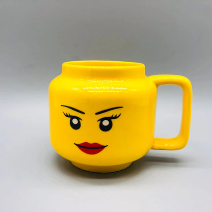 Cartoon Ceramic Mug 250ML - Cute Impish Expression Figure Head Pattern, Coffee Milk Tea Drinkware for Couples, Friends, and Family