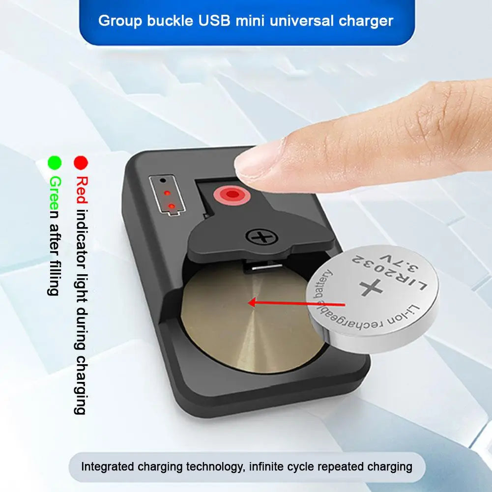 Portable Coin Cell Battery Charger - Universal Mini Charger with LED Indicator for LIR2016 LIR2025 LIR2032 LIR1025