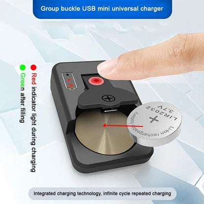 Portable Coin Cell Battery Charger - Universal Mini Charger with LED Indicator for LIR2016 LIR2025 LIR2032 LIR1025