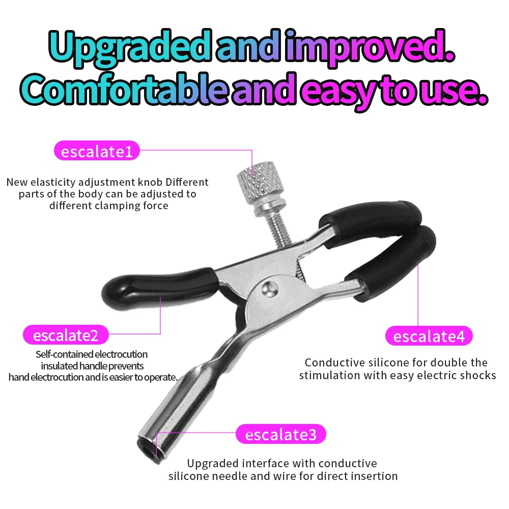 Electric Nipple Clamps & Breast Massager - Adjustable BDSM Sensation Toy for Adult Couples