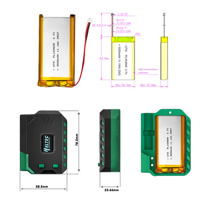 Heltec V4 Meshtastic WiFi LoRa 32 Development Board Kit - ESP32 SX1262, 3000mAh Battery, Soft Antenna, Solar Powered BLE Case Set