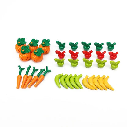 DIY Mini Food Building Block Figures – Bread, Fish, Fruit, Chicken, Crab, Hot Dog, Cake, Pizza & Carrot Creative Toy Bricks
