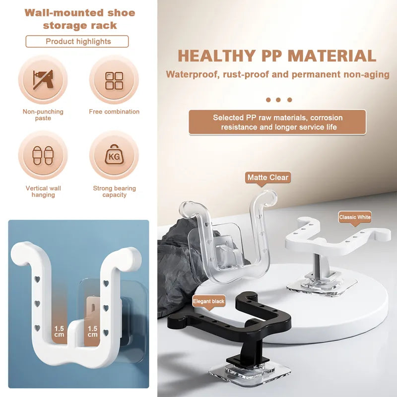 Wall-Mounted Slippers Rack - No Punching, Simple Bathroom Slipper Hook with Drainage, Bedroom Neat Storage and Shoe Drying