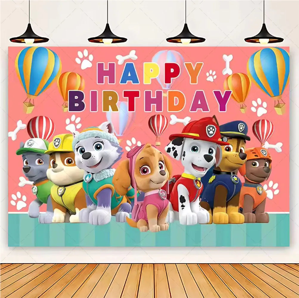 PAW Patrol Cartoon Puppy Birthday Party Backdrop – Animation Theme Decoration Background for Kids Party & Baby Shower Supplies Gift