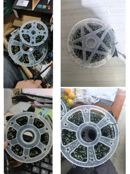 Outdoor Remote Control Copper Wire Lights — Starry Sky & Flower Wreath Decorative String Lights for Christmas & Holidays