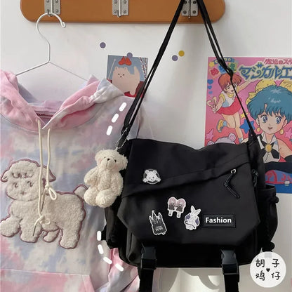 Youth Fashion Nylon Crossbody Bag – Large Capacity Canvas Shoulder Messenger School Bag for Women & Girls