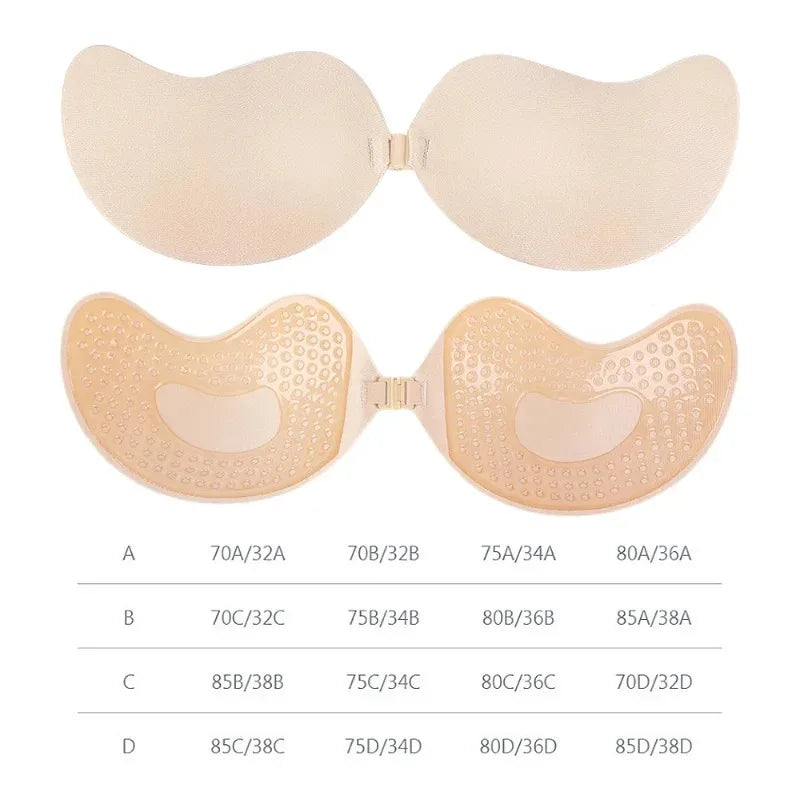 1/2pcs Invisible Women’s Push-Up Bra – Backless Strapless Silicone Self-Adhesive Front Placket Underwear