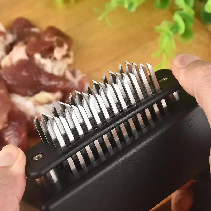 Retractable Stainless Steel Meat Tenderizer - 48 Blades for Softening, Pounder & Cooking Steak - Kitchen Meat Beater Tool