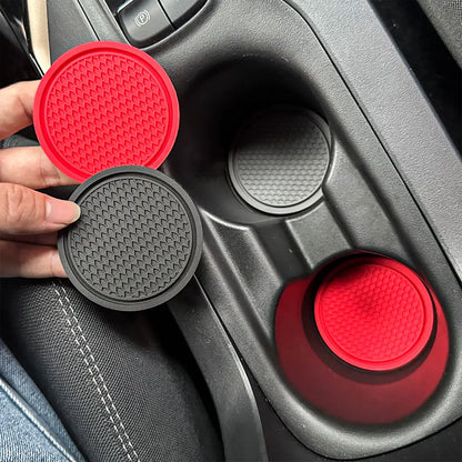 2PCS Non-Slip Car Cup Holder Mats – Round Heat-Resistant Drink Pad Coasters for Interior Auto Decoration Accessories