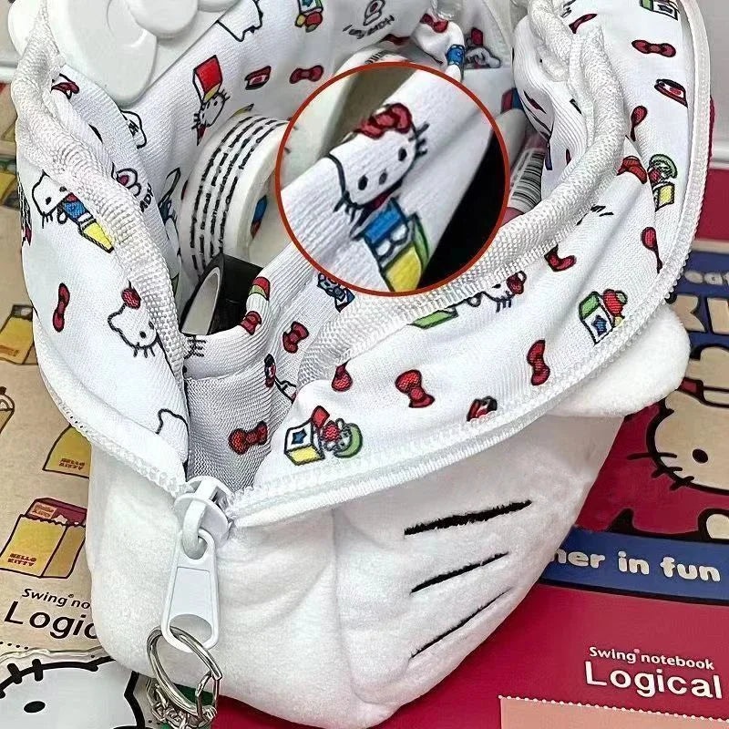 Cute Hello Kitty Plush Pencil Case – Large Capacity Stationery & Makeup Storage Bag for Students & Girls – Kawaii Party Gift