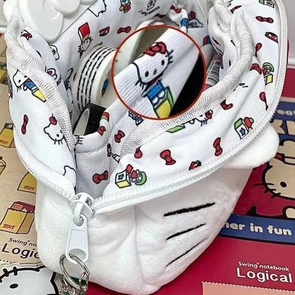 Cute Hello Kitty Plush Pencil Case – Large Capacity Stationery & Makeup Storage Bag for Students & Girls – Kawaii Party Gift