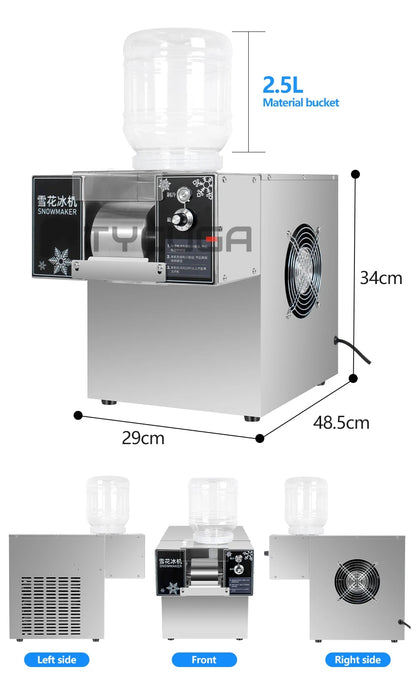 Korea Bingsu Snowflake Ice Shaver Machine – 360W 3L Ice Maker for Dessert, Includes Refrigerant, Ships to Europe, Russia, Mexico