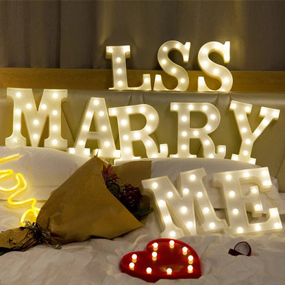 LED Number & Letter Night Light - Luminous A-Z Alphabet & 0-9 Lamp for Party and Wedding Decor