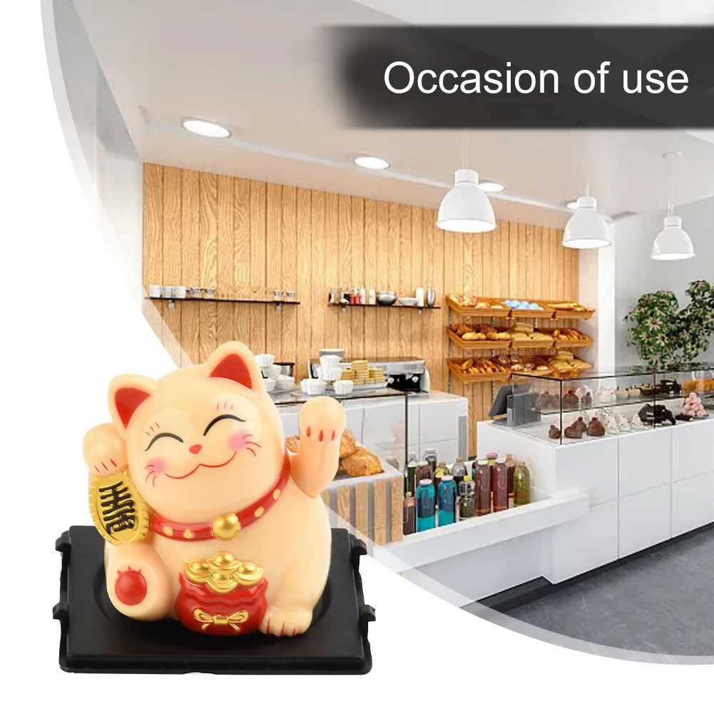 Solar-Powered Lucky Cat - Automatic Waving Fortune Cat for Home, Office Decor, and Car Ornament, Ideal Birthday Gift