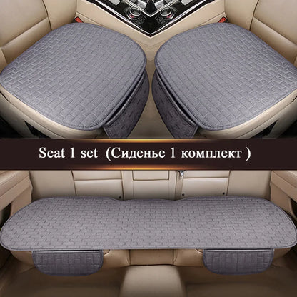 Universal Car Flax Seat Cushion Protector - Front and Rear Seat Cover Pad with Backrest Mat for Automotive Interiors