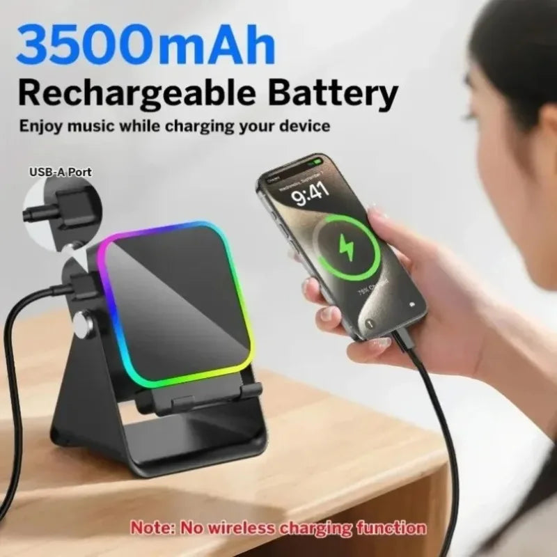 5-in-1 Wireless Bluetooth Speaker - Phone Stand, Stereo Sound & RGB Ambient Light